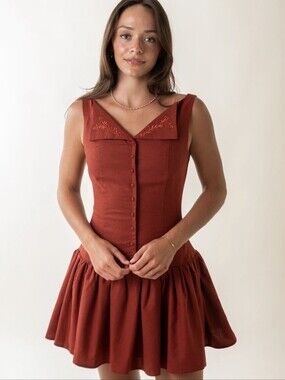 NWT En Saison Megumi Cotton Linen Mini Dress Sz M